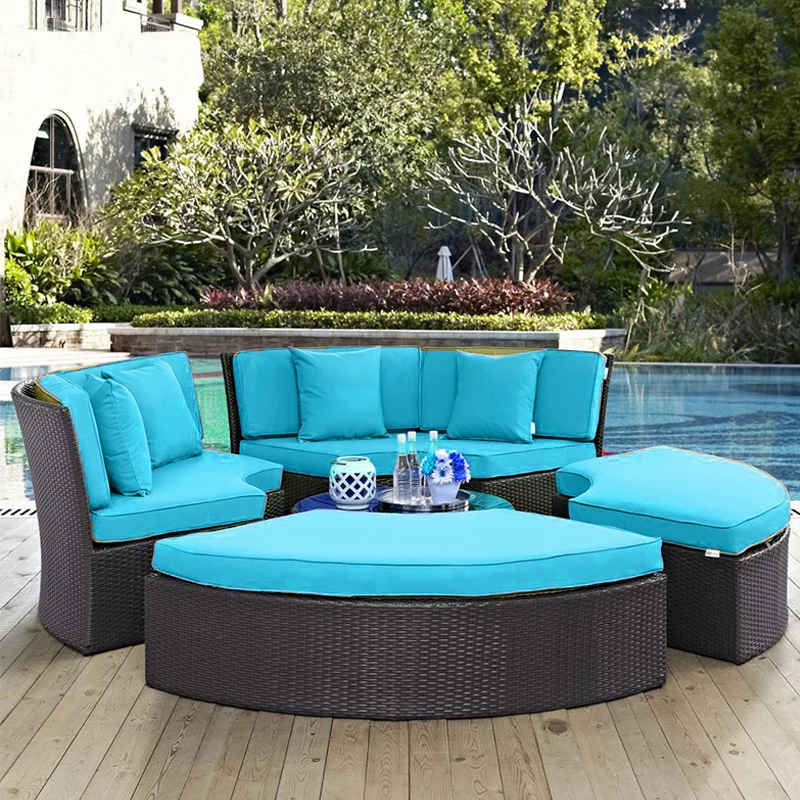 Best-selling china manufacture quality Outdoor sofa bed Rattan sofa bed metal spa bed