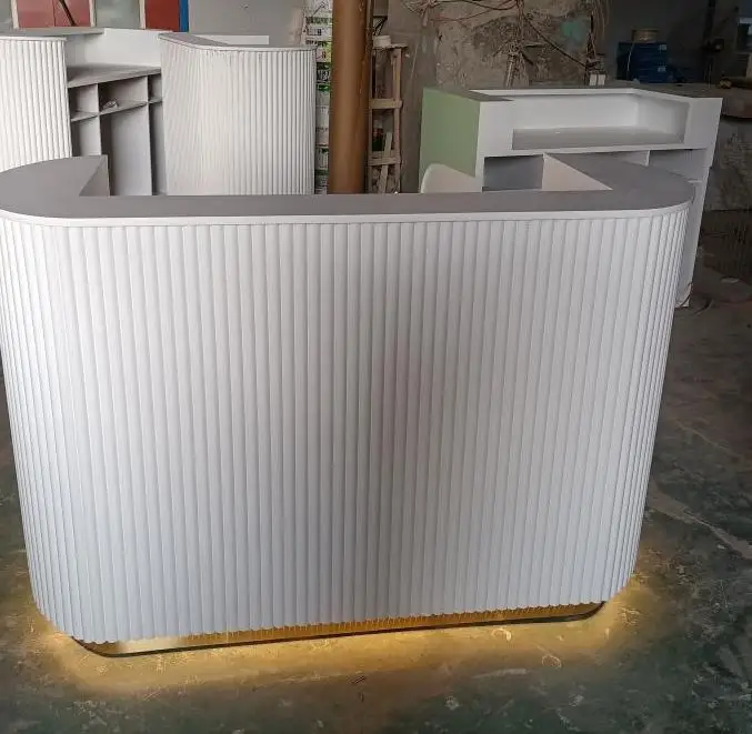 Custom modern reception desk beauty salon hairdressing furniture curved reception desk reception counter front desk