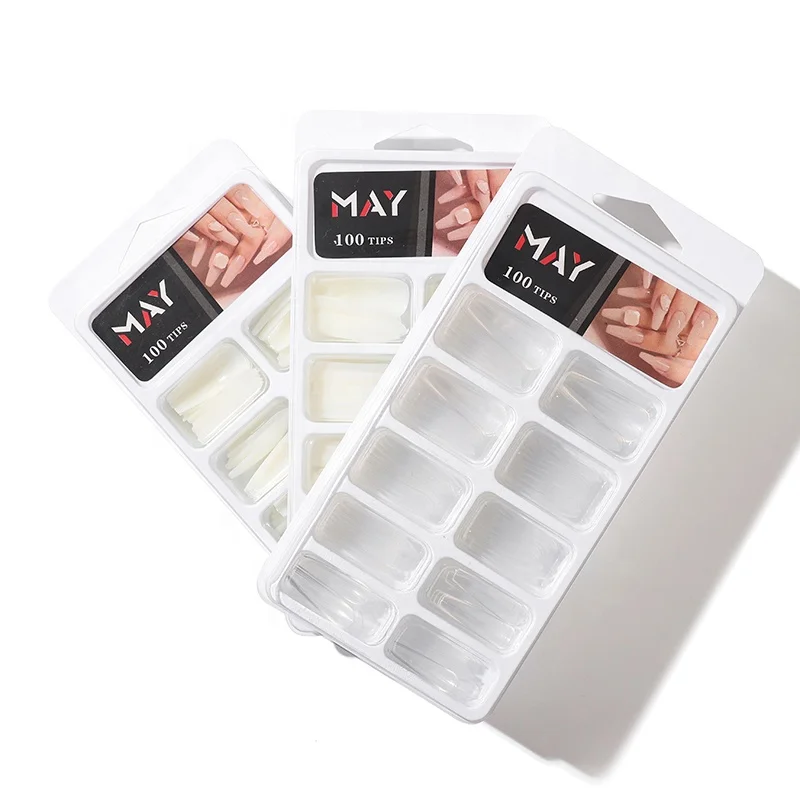 
100 Tips Natural Clear Ballerina Nails Acrylic False Full Cover Nail Tips 