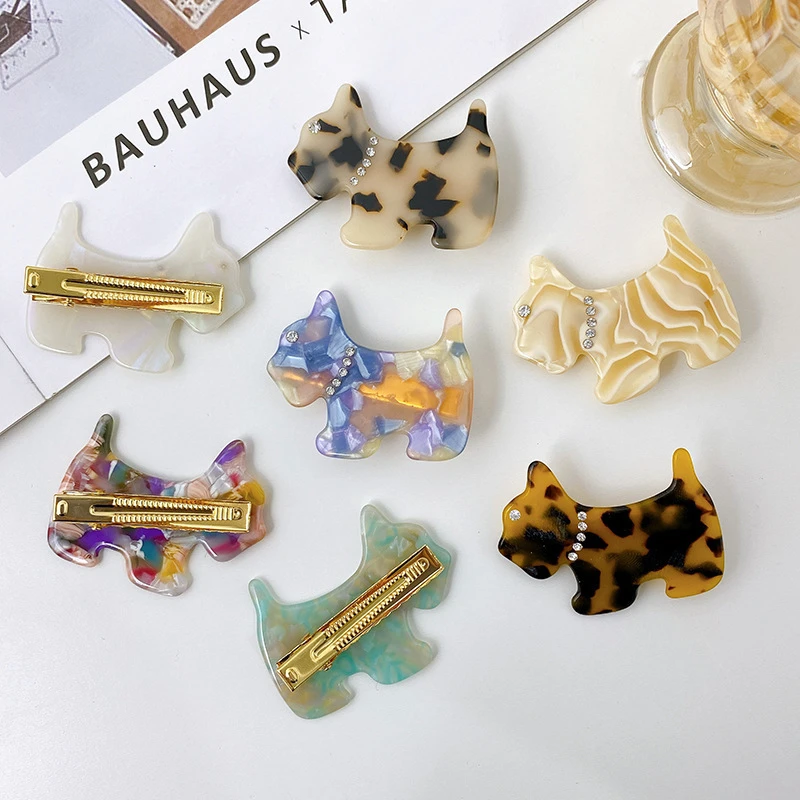 Top Selling Products 2022 Wholesale Korean Hair Accessories Tiaras Dog Pattern Acetate Hair Clips