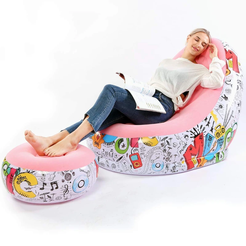 Lazy Sofa Family Inflatable Lounge Chair ottoman Inflatable Sofa Office Soft leisure nap sofa foot cushion