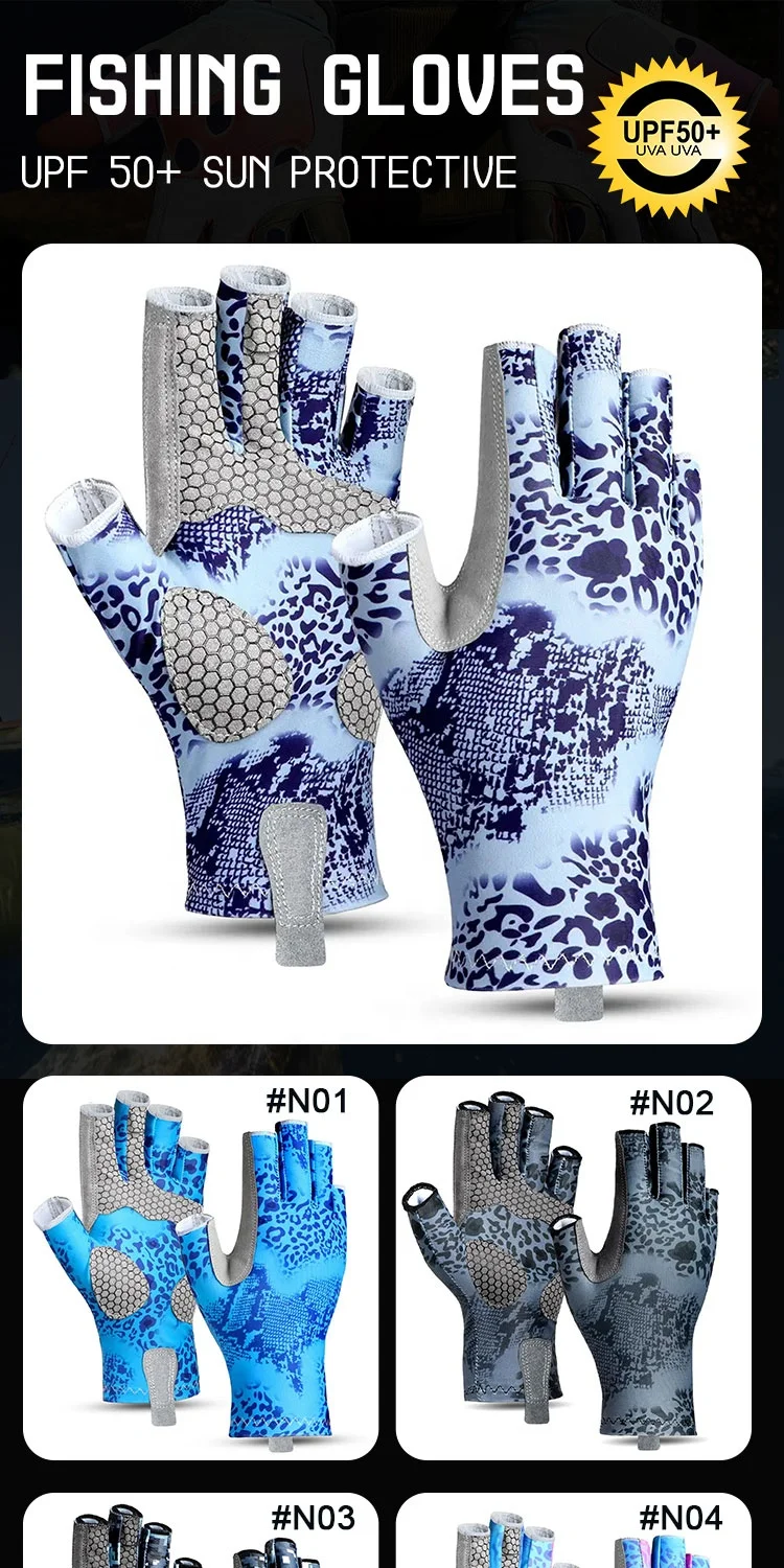 High Quality Custom Wholesale OEM Fishing Sun Protection UV 50+ Kayaking Sailing Yachting Padding Canoeing Rowing Hiking Gloves