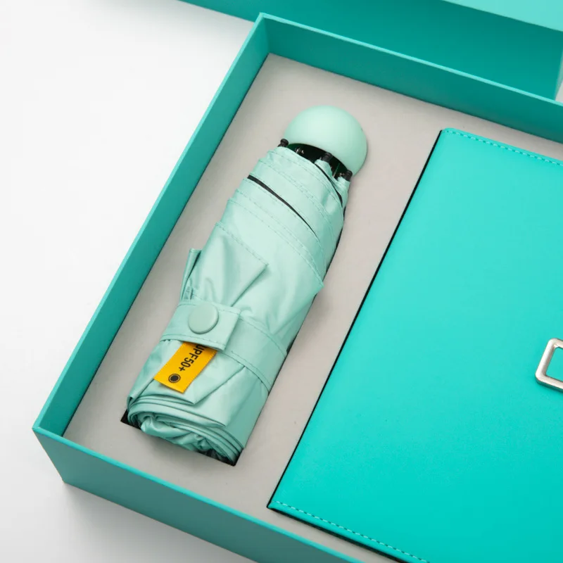 Cute Blue Gift Box Pen Notebook Umbrella Set USB Flash Drive Give Aways Gift Sets Custom Logo