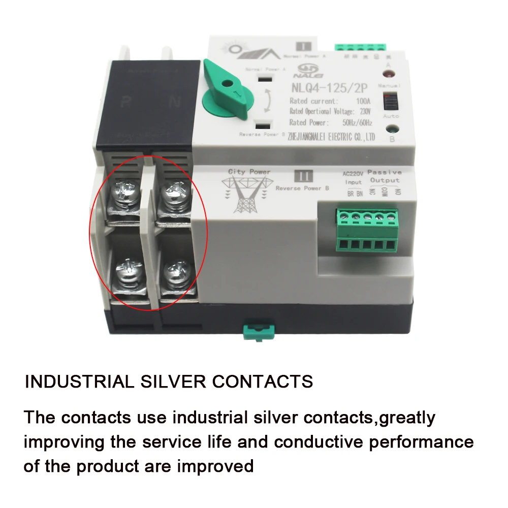 Din Rail 2P 80A 100A 125A Dual Power Automatic Transfer Switch ATS Automatic Change Over Switch For PV Inverter Discounnecting