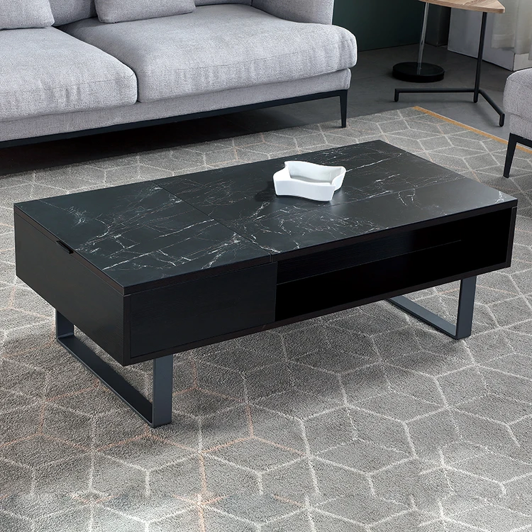 multi function living room furniture dual lifting top glossy white wooden coffee table