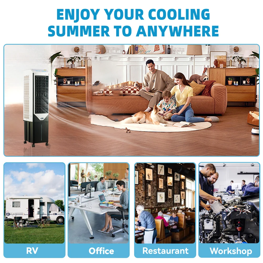 portable water air cooler fan evaporative AC air conditioner cooling fan room swamp cooler