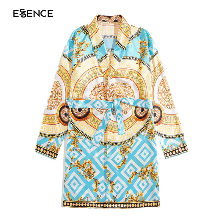 Custom Printed Design Man Bathrobes Satin Adults Mens Luxury Silk Robes