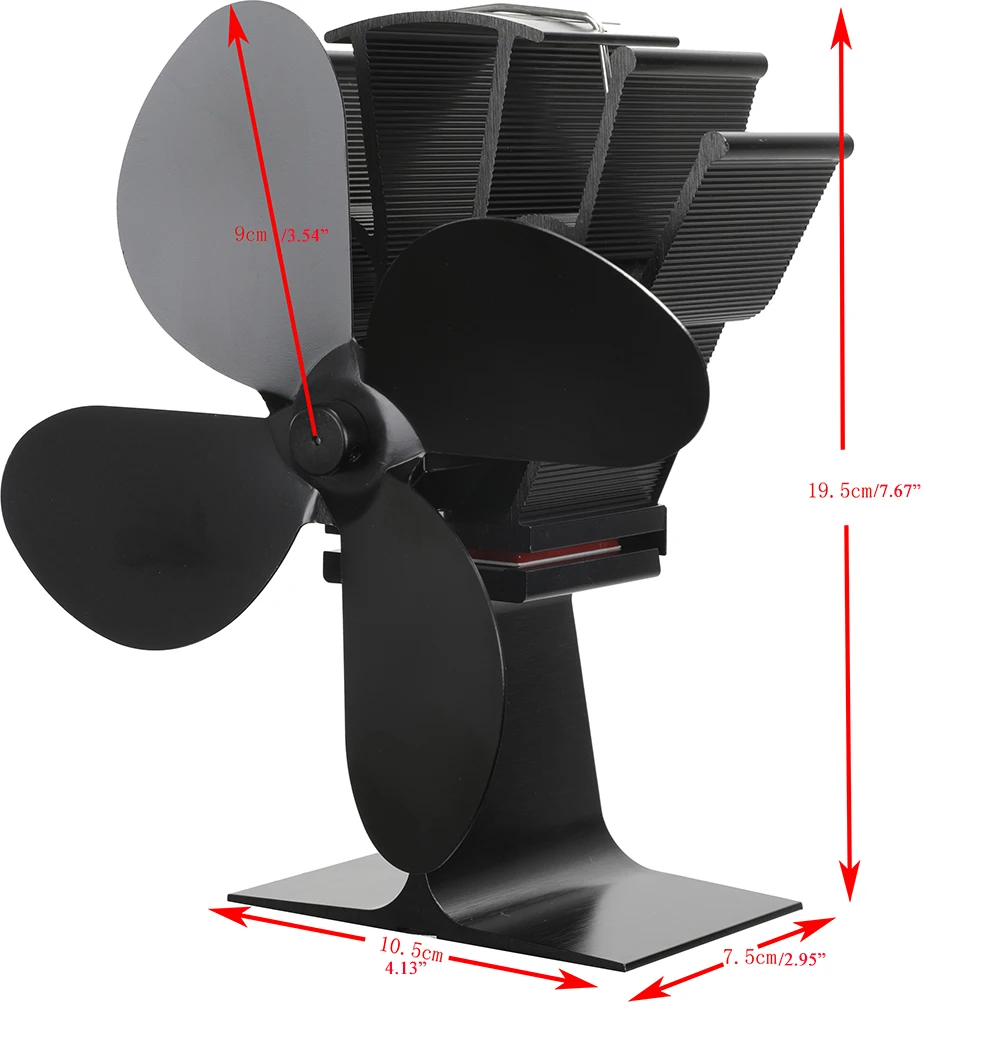 4-Blade Heat Powered Stove Fan for Fireplace Increases 80% More Warm air Than 2 Blade Fan- Eco Friendly