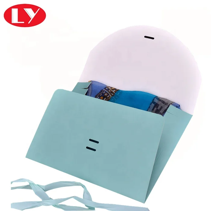 Custom Elegant Packaging Foldable Boxes Packaging Envelope Silk Scarf Paper Art Paper for High End Scarves Recyclable