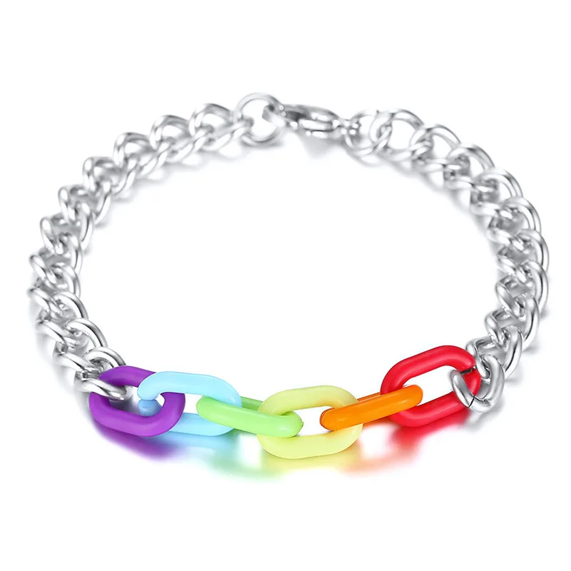 Yiwu Meise Simple stainless steel gay rainbow bracelet