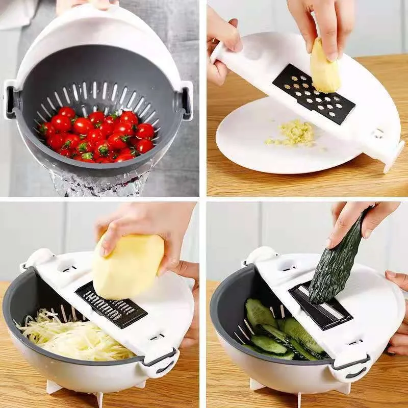 Best Selling 9 in 1 Large Capacity Vegetable Cutter Slicer with Drain Basket Fruit & Vegetable Tools