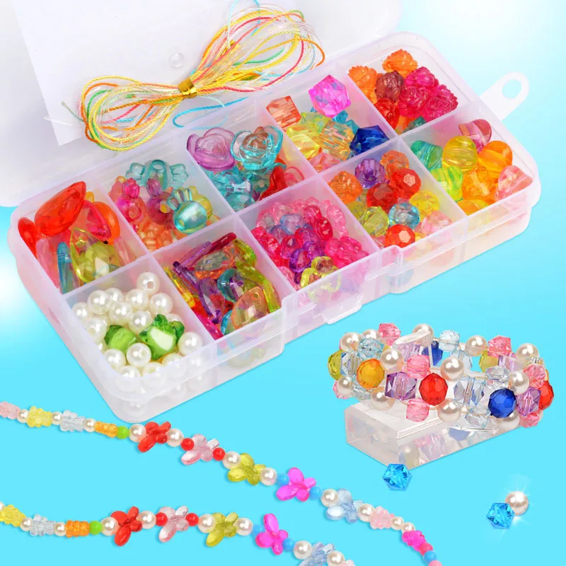 Kids DIY Toys Kit Girl Plastic Beads Spacer Loose Beads For Jewelry Making Diy Handmade Bracelet
