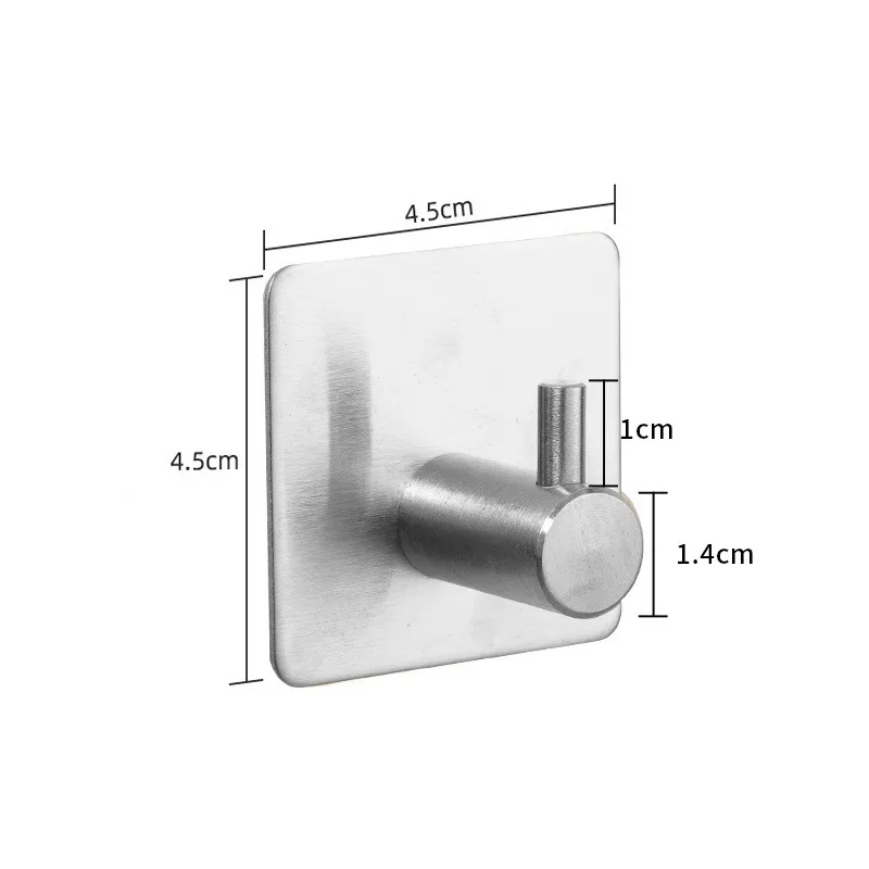 Bathroom Accessory Stainless Steel Wall Hooks Self Adhesive for Hanging Coat Storage Organization Heavy Duty Silver Modern Style