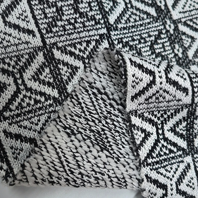 Custom design knit yarn dyed 325gsm 100%polyester terry jacquard fabric for clothing,sweater