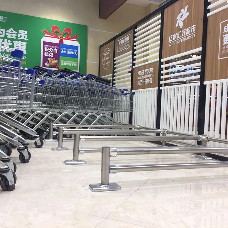 Stainless Steel Guardrail / Supermarket Shopping Cart Divider Fence / Crash Barrier