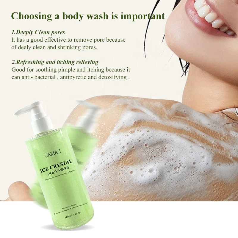 CAMAZ Private Brand Body Lotion Wash With Nourishing Serum Green Tea Shower Gel Ice Crystal Shower Gel  for Deep Dleansing