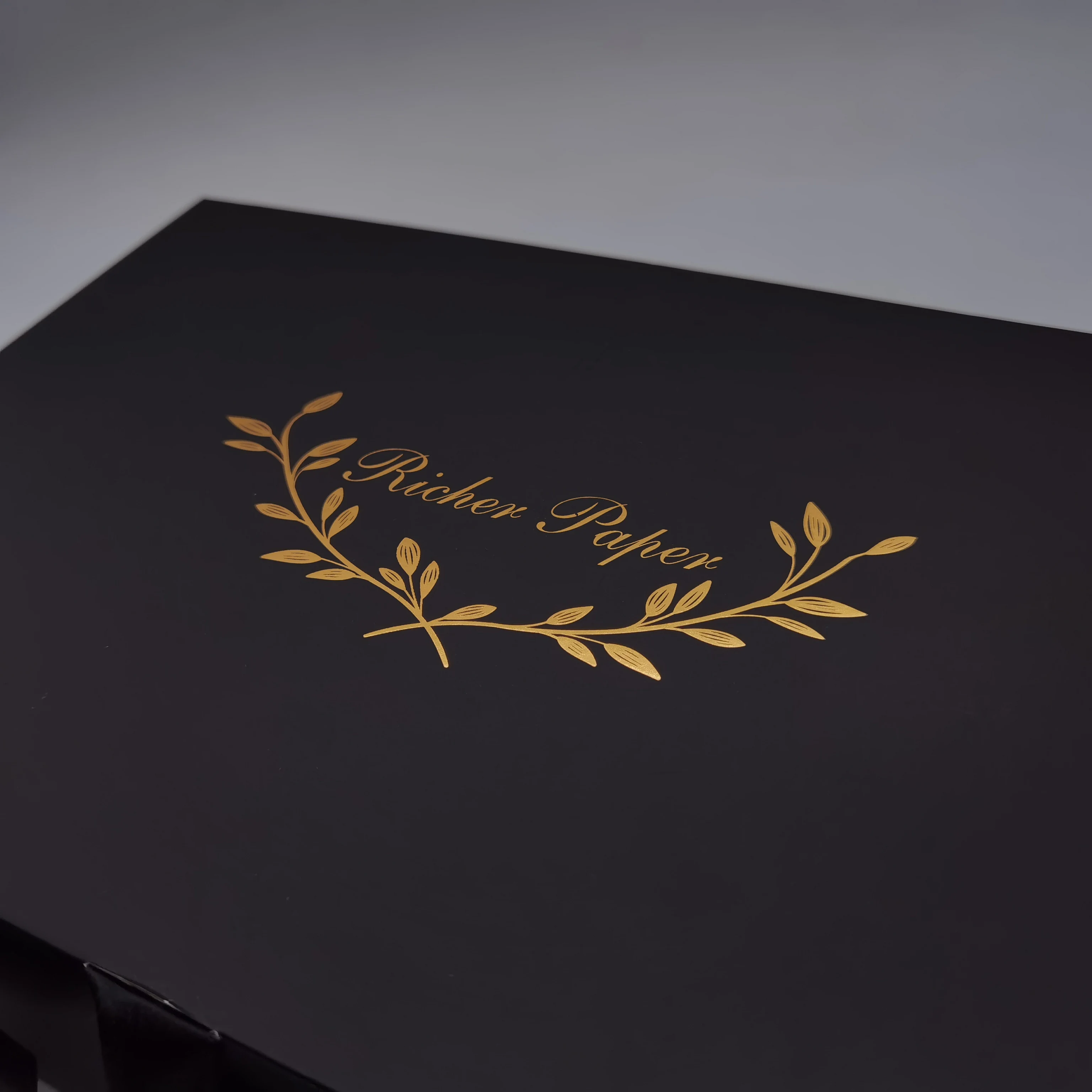 Luxury Satin finished Black Packaging Box Shipping folding Box For Gift