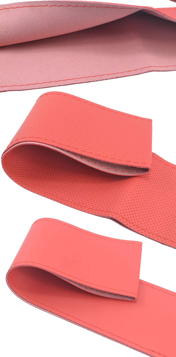 luxury premium hand sewn real genuine cow leather car steering wheel cover with sewing needle thread