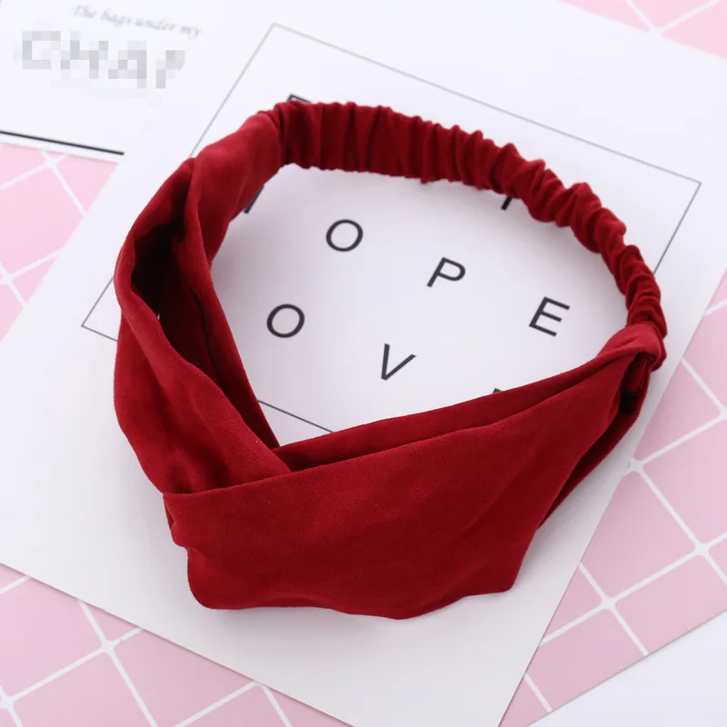 Fashion Spring Autumn Women Girls suede solid hair band elastic Headband