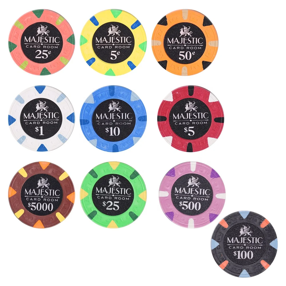 EASTOMMY ET-100003 Professional 11.5g Clay Composite Dice Striped Casino Poker Chips for Texas Hold em Blackjack