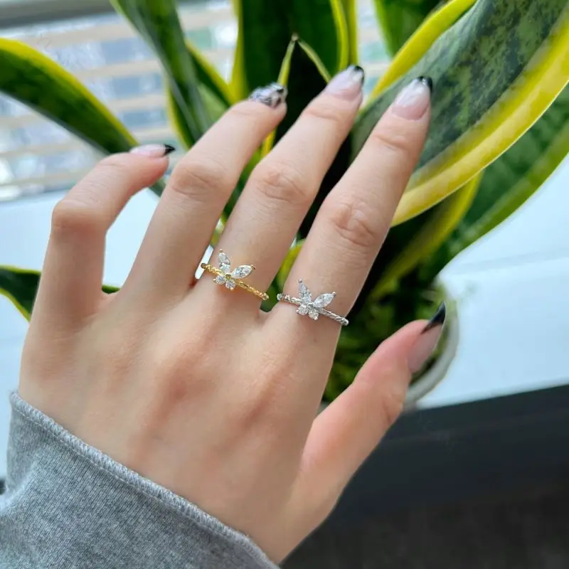 Free Shipping Jewelry Pave Setting Zircon Fashion Women Plated 18K Yellow Gold Rose Ring rings jewelry women free shipping