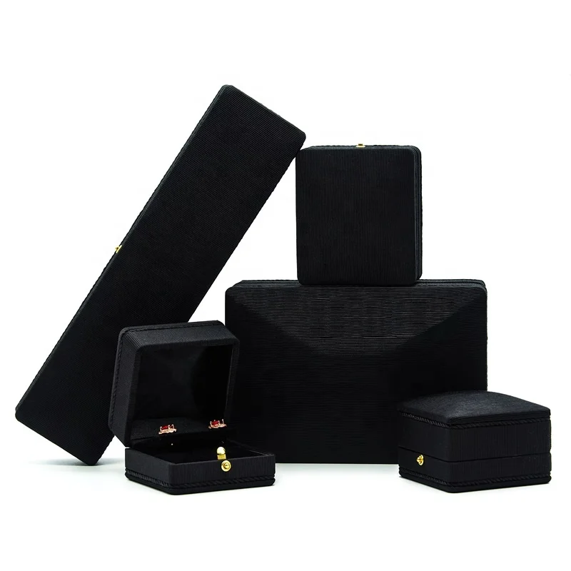 105*153mm interlock fabric and satin jewellery ring and necklace storage boxes jewelry packaging box full set