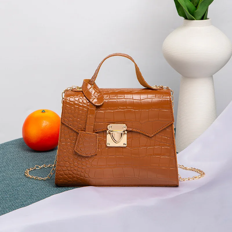 LX167 Wholesale Custom Fashion Crocodile Pattern Small Square PU Leather Handbag Shoulder Bag Women Crocodile Hand Bags