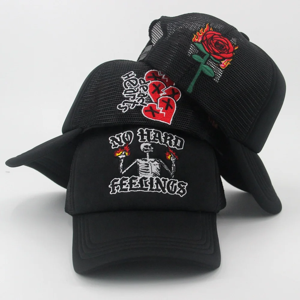 High quality custom embroidery foam trucker hat, 5 panels snap trucker hats