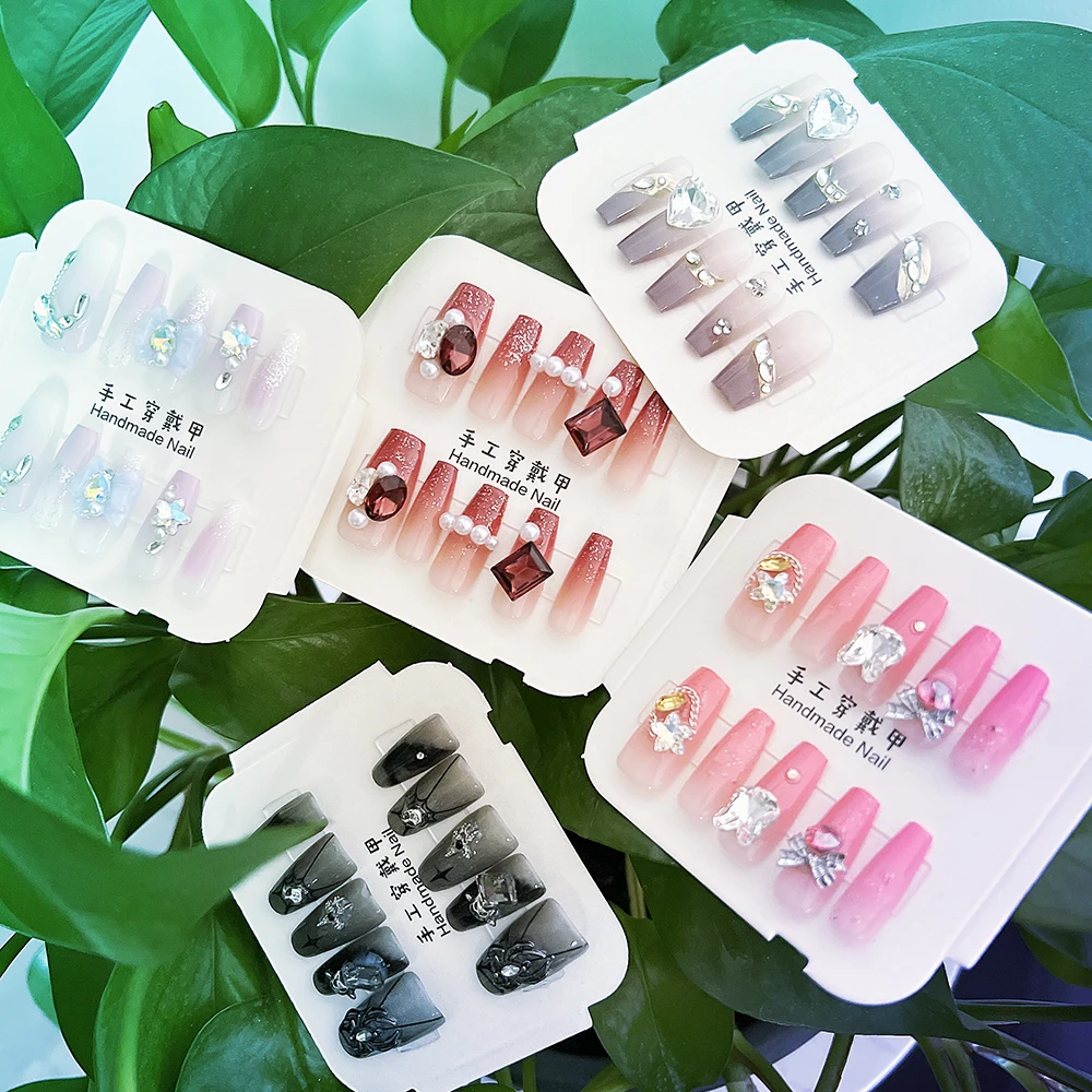 Wholesale Custom Logo New Style High Quality Easy To Use Decoration False Luxury Handmade Press On Nail Tips With Designs