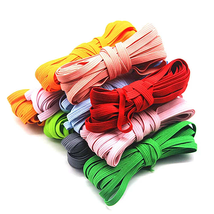 custom 3mm 5mm 6mm 9mm 12mm multicolor sewing flat band rope earloop cord stretch knit braided  elastic cord string