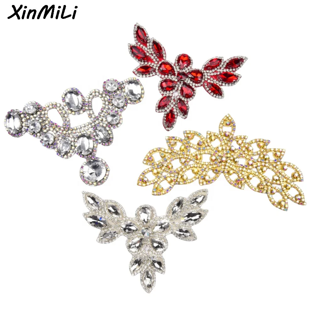 Rhinestone Crown Patches Embroidery Crystal Shoes Flower Apparel Applique for Bridal Dress Hats Bags Clothes Decoration