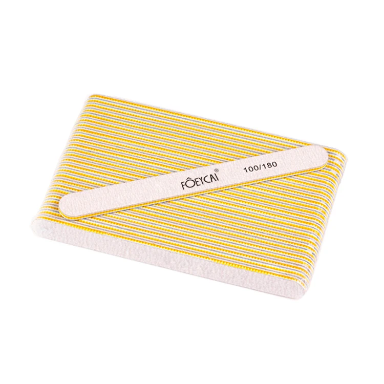 Custom label printing zebra gray good quality durable straight nail file buffer professional sandpaper 100 180 grit