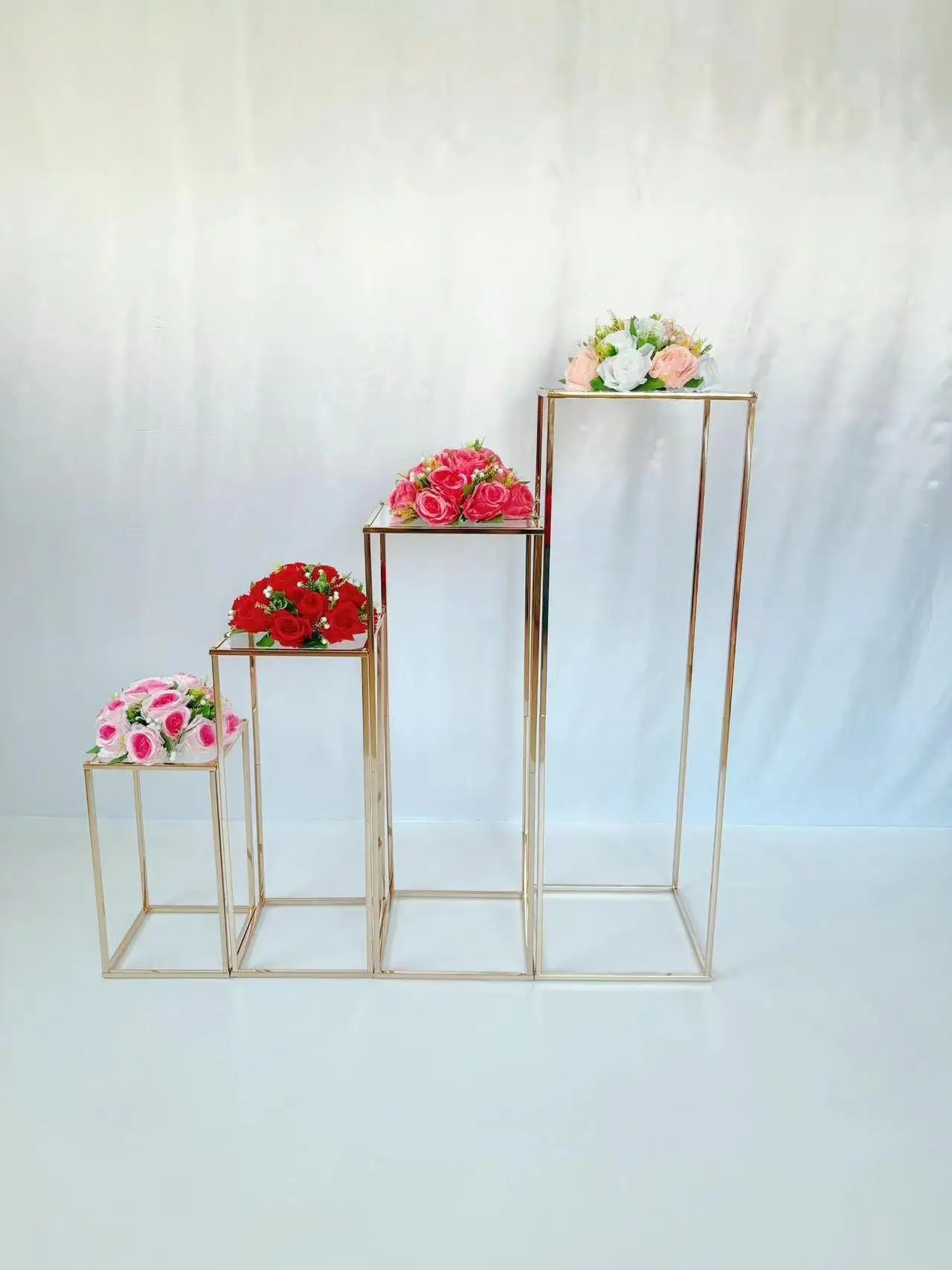 Wholesale column vase wedding center decoration rectangular geometric flower stand for wedding decoration event Home Party