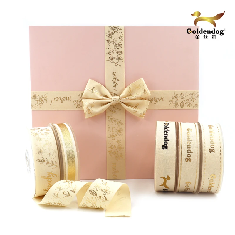 Cheap wholesale white 100% cotton custom ribbon with printed brand name logo
