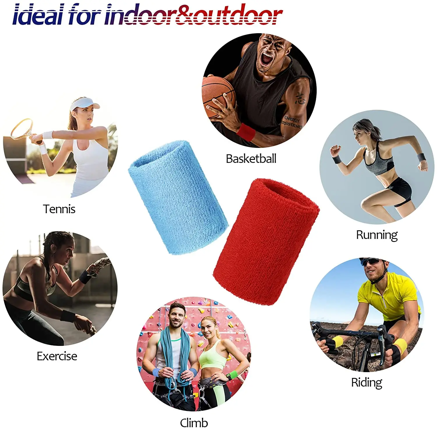 Embroidery Bulk Recycled Soft Cotton Fitness Terry Cloth Knitted Athletic For Custom Logo Exercise Sweatband Wristband