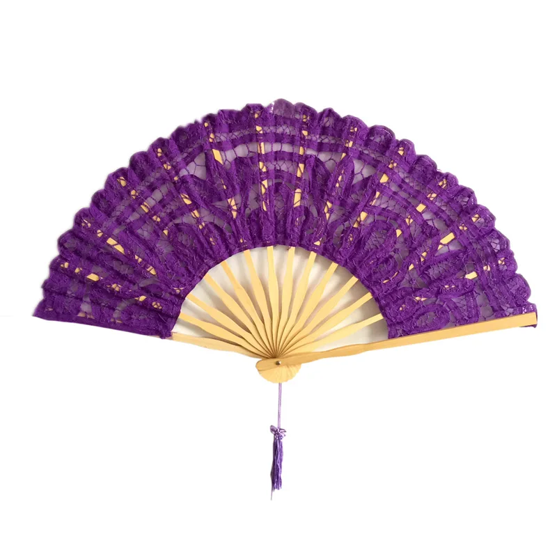 Ameliebwedding Halloween Party Guest Gifts Handmade Vintage 100% Cotton Multicolor Battenburg Lace Fan