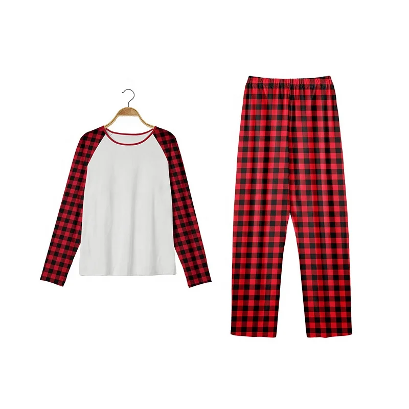 US Size DIY Design Lounge House Casual Wear Customized Logo Family Sleepwear Sublimation White 2 Pcs Pajamas Sets