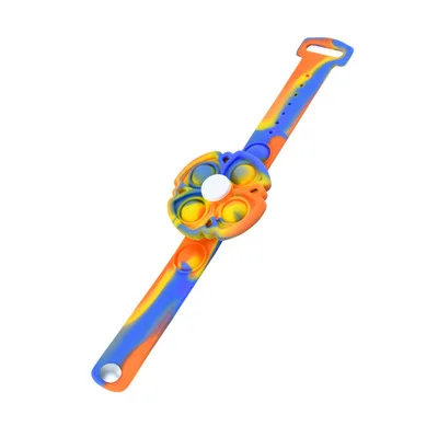 2021 new autism anti stress kids push bubble popp its finger fidget toy tie dye watch  bracelet