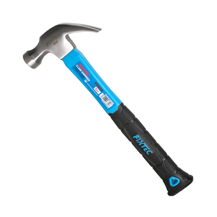 FIXTEC 8oz/16oz Heavy Duty Fiberglass Handle Multi Purpose Claw Hammer for Construction Work Carpenter
