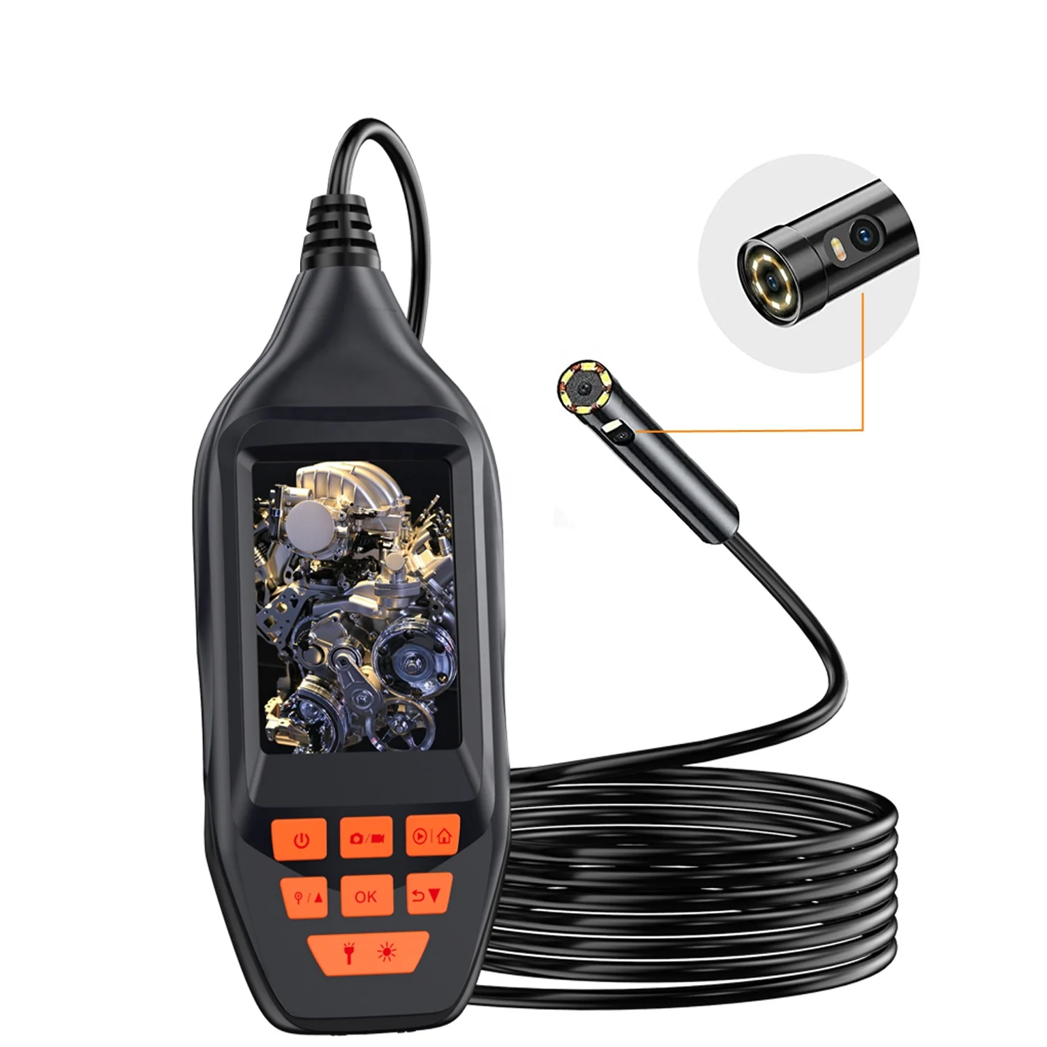 Professional Dual Lens Endoscope Camera 8mm HD1080P Portable IP67 Waterproof Inspection Borescope Camera For Car Repair