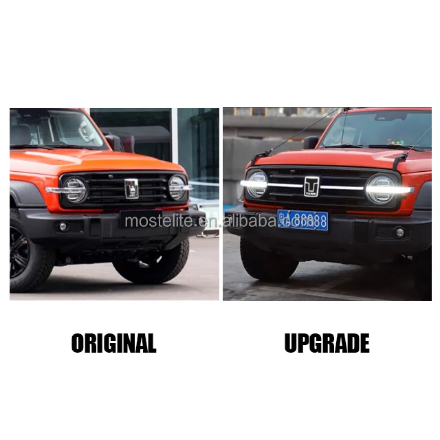 New Grille Light Bar Illuminated Crystal Car Emblem Front Logo Running Lamp Lighting Kit for GWM Tank 300