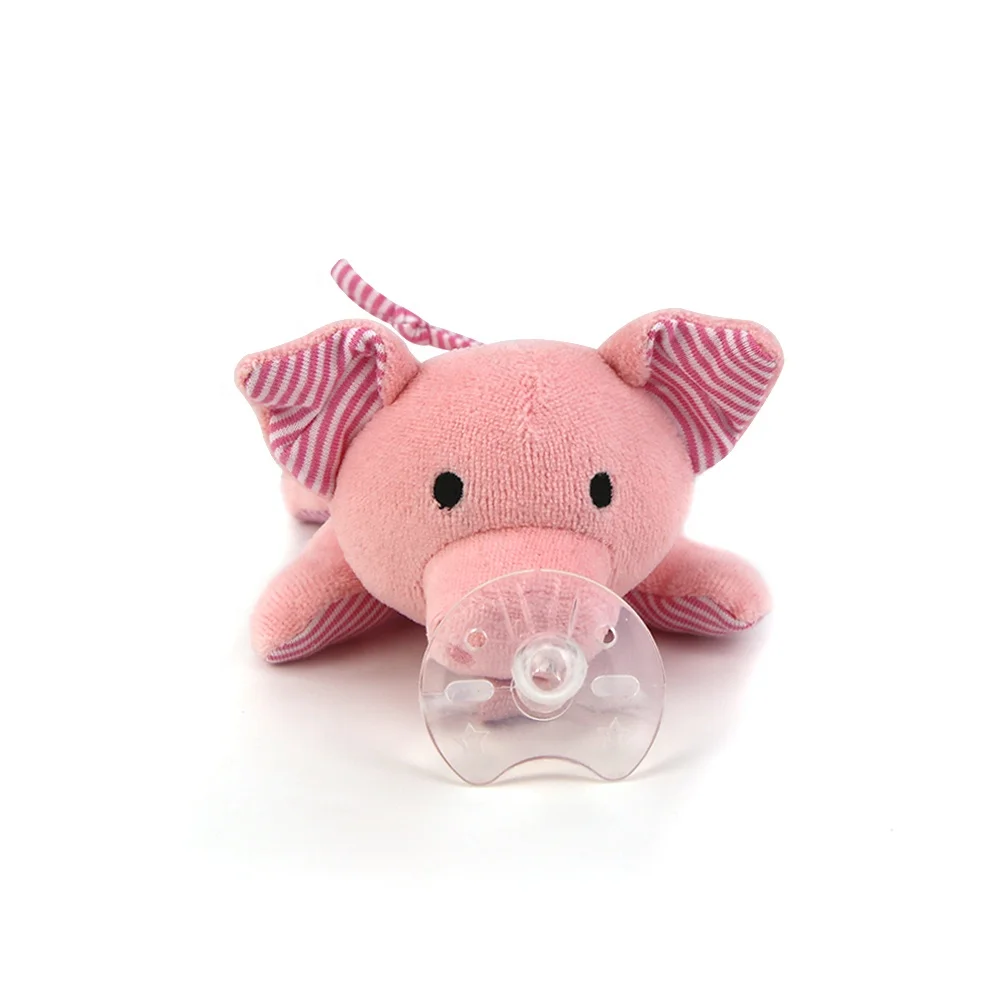 Blara 100% Cotton Organic Animal Plush Toys Pink Piggy With Pacifier Baby Sleeping Comforter  Stuffed Toys
