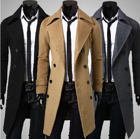 Hot Sale Men Long Trench Coat Single-breasted Cardigan Fashion Casual Men Coat