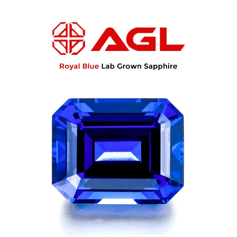 Royal Blue Sapphire Jewelry stone Loose Gemstones Emerald cut Lab Sapphire AGL Certified 5A Lab Grown Sapphire