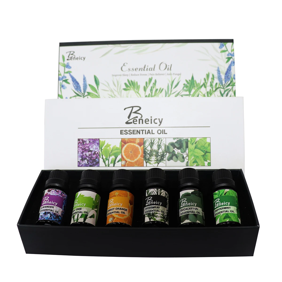 Private label custom 10ml organic certified 100% hot pure essential oil set for aromatherapy use