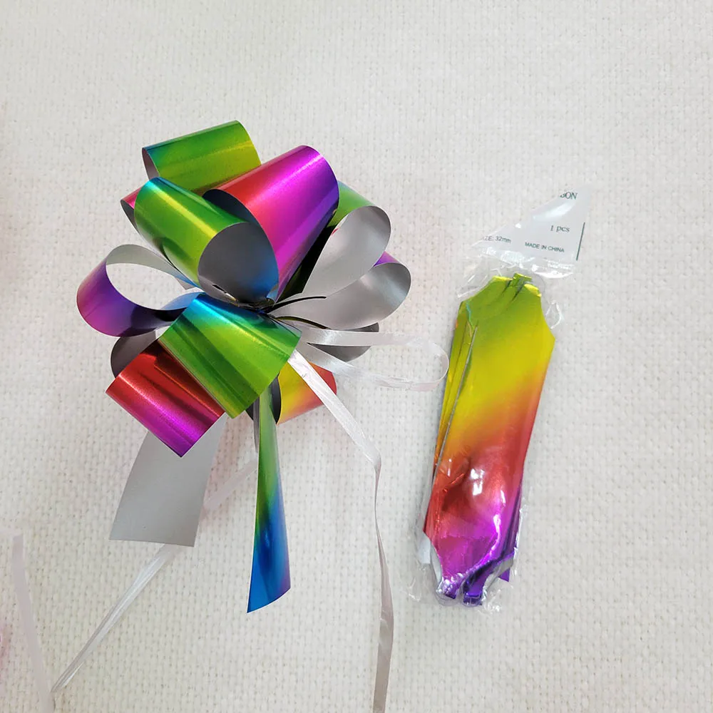 Pull flower ribbon in solid/metal/glitter color