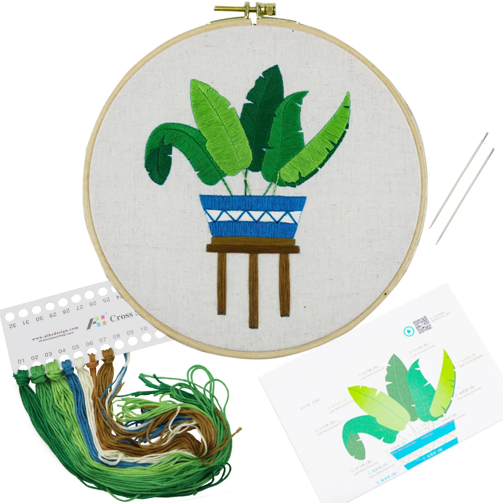 
Factory Direct-sale Green Plant Embroidery Craft DIY Kits Handmade Home Decoration Embroidery Crafts Kits 