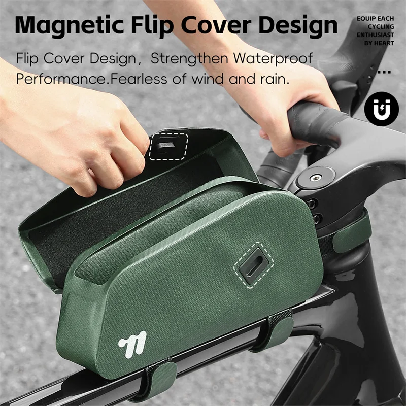WEST BIKING Bicycle Top Tube Bag Waterproof Bike Frame Bag Magnetic Flip Cover Road Bicycle Bag Cycling Accessories