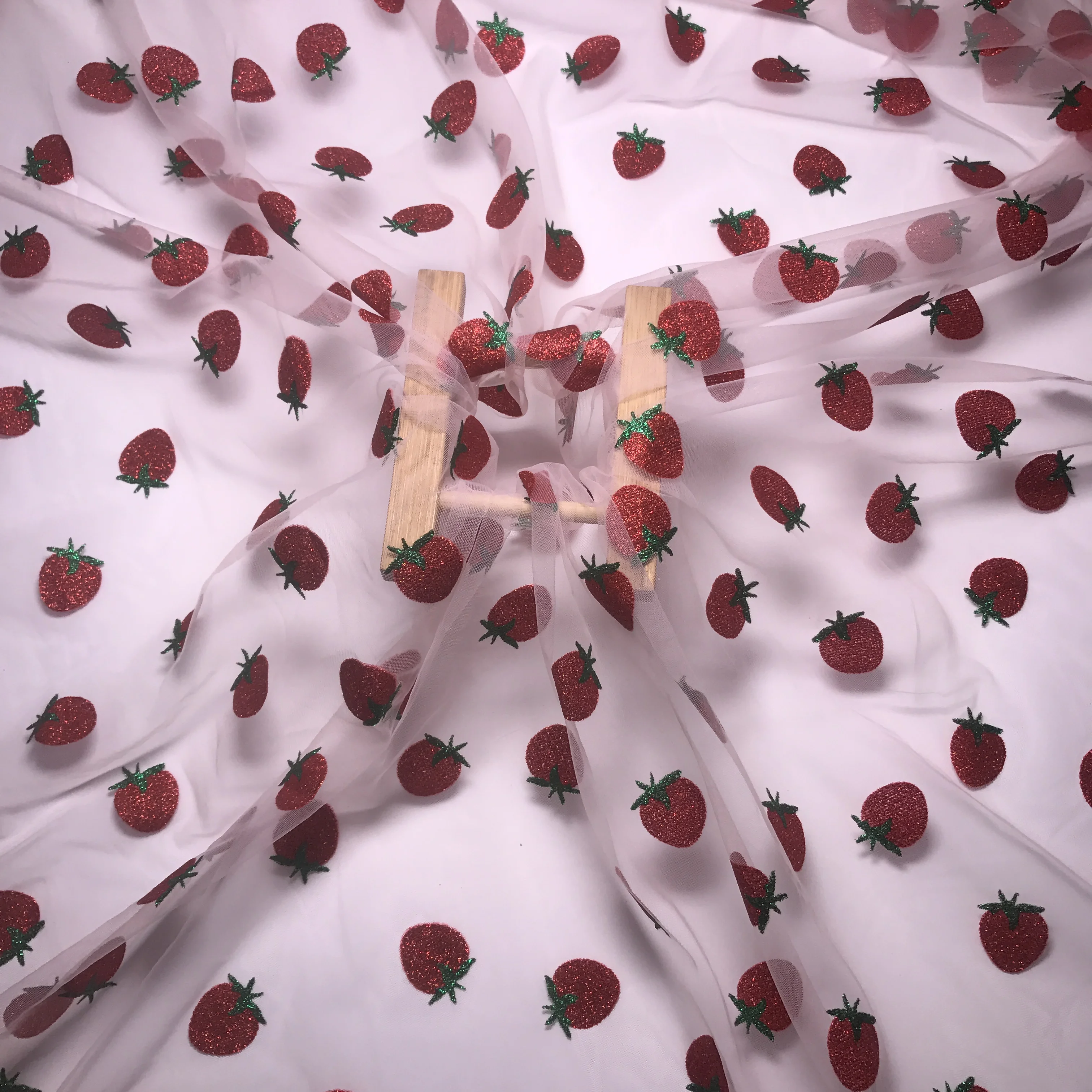 glitter sequin strawberry sparkly tulle fabric for decoration