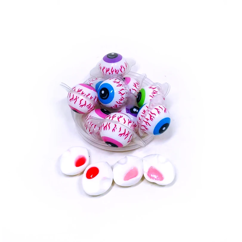 New Product Round Bottled Eye Design Strawberry Sandwich gummy candy